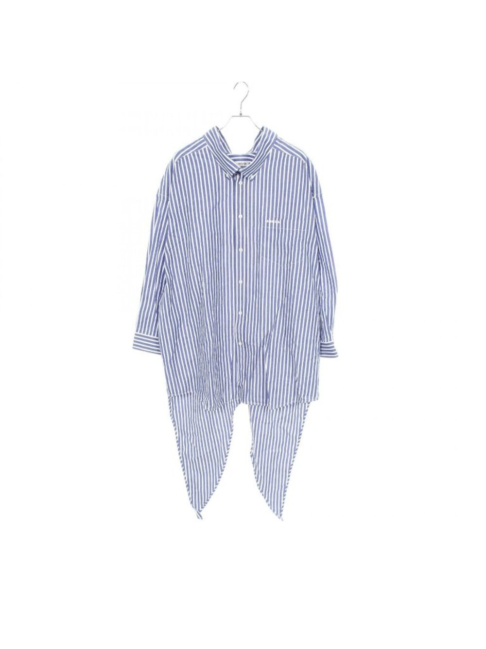 Balenciaga Logo Embroidery Oversized Striped Cotton Shirt
